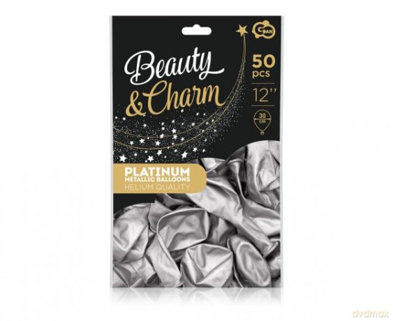 Balony Beauty&Charm platynowe srebrne 12"/50 szt