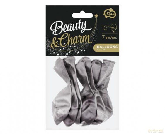 Balony Beauty&Charm platynowe/grafitowe 12"/7szt