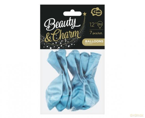 Balony Beauty&Charm platynowe/niebieskie 12"/7szt