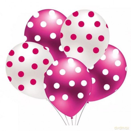 Balony białe i bordowe w kropki 5 szt B415