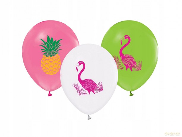 Balony Flamingi i Ananasy 5 sztuk 12"