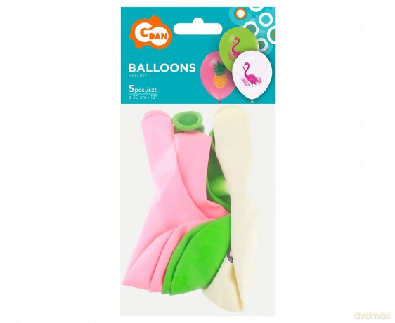 Balony Flamingi i Ananasy 5 sztuk 12"