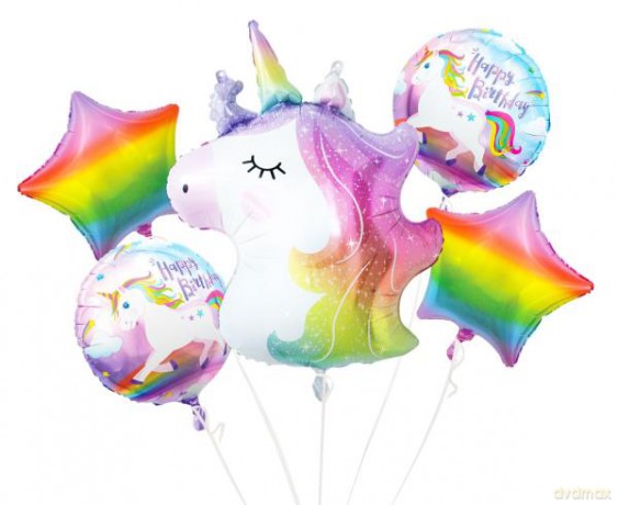 Balony foliowe-zestaw Jednorożec 5 szt BZ-HJED