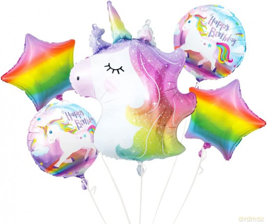 Balony foliowe-zestaw Jednorożec 5 szt BZ-HJED