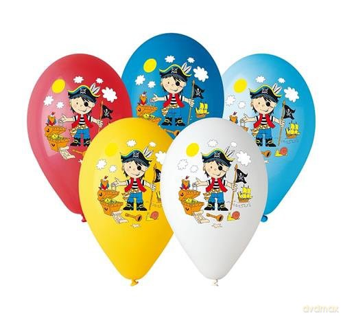 Balony Premium - Pirat nadr. kolorowy 12/5 szt
