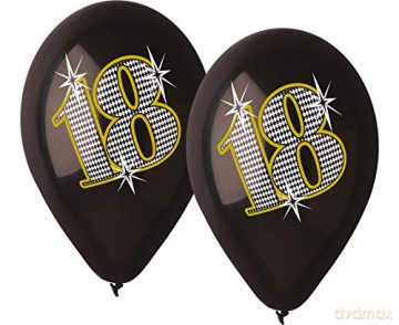 Balony Premium "18", czarne, 12"/5 szt