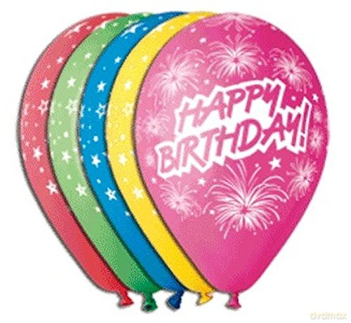 Balony Premium "Happy Birthday (fajerwerki)" 12" 5 sztuk GS110/P041