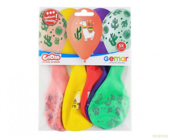 Balony Premium Hel Lama i kaktusy 13cali 5 szt.