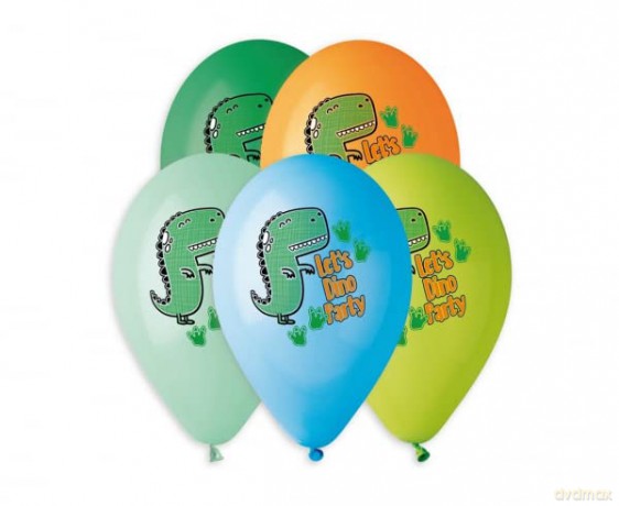 Balony Premium Hel Let's Dino Party 13cali 5 szt.