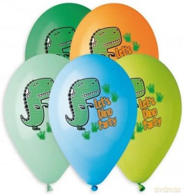 Balony Premium Hel Let's Dino Party 13cali 5 szt.