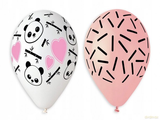 Balony Premium Hel Panda i Serca 5 sztuk 33 cm