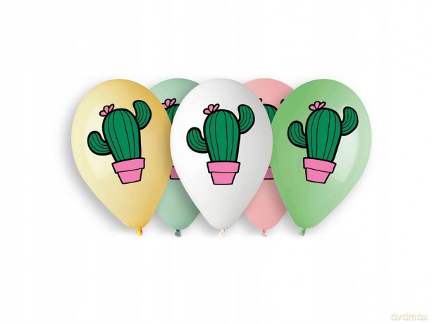 Balony Prremium Hel Kaktus z Kwiatkiem 5 sztuk 13"