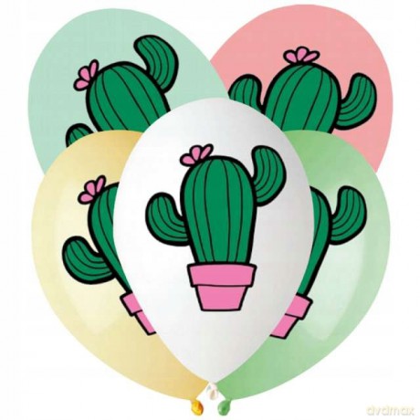 Balony Prremium Hel Kaktus z Kwiatkiem 5 sztuk 13"