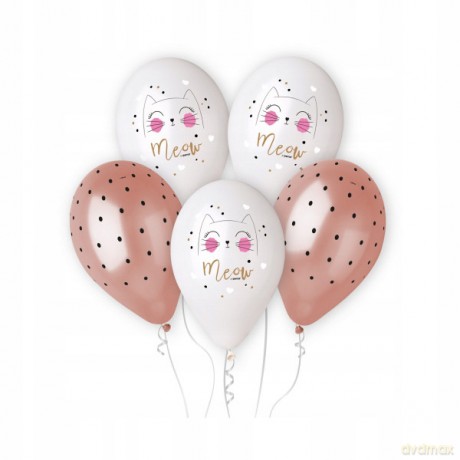 Balony Prremium Hel Kotek 5 sztuk 13"