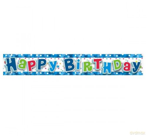 Banner "Happy Birthday", niebieski, 1,8 m