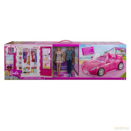 Barbie 2 lalki + szafa + kabriolet GVK05