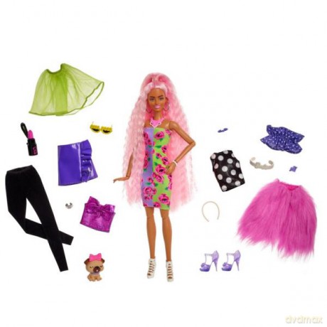 Barbie Lalka EXTRA MODA Deluxe zestaw ubranka + piesek HGR60