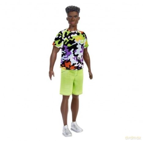 Barbie Lalka Fashionistas Stylowy Ken 183 T-shirt Kolorowe moro HBV23 DWK44