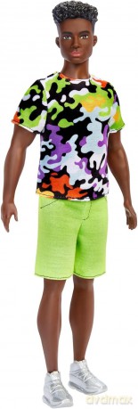 Barbie Lalka Fashionistas Stylowy Ken 183 T-shirt Kolorowe moro HBV23 DWK44