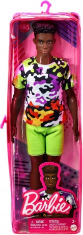 Barbie Lalka Fashionistas Stylowy Ken 183 T-shirt Kolorowe moro HBV23 DWK44