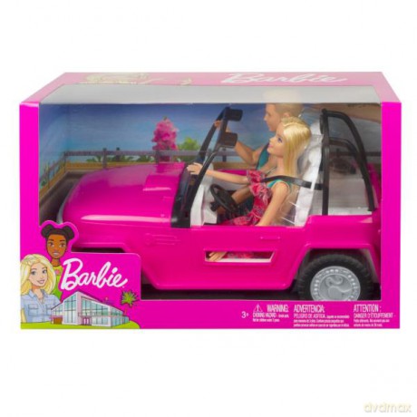 Barbie Plażowy Jeep Cruiser z lalkami Barbie i Ken CJD12