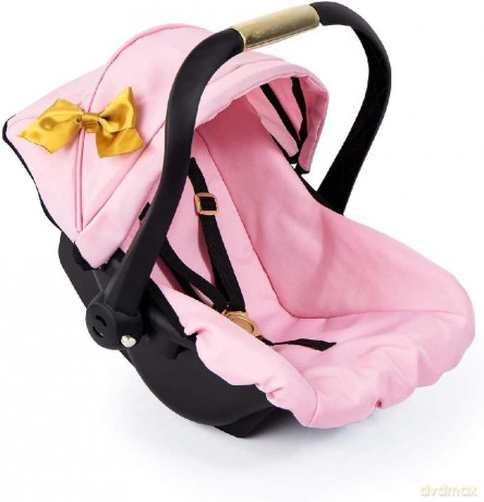 Bayer Fotelik samochodowy dla lalki Nosidełko z baldachimem różowy ze złotą kokardą 67990AA