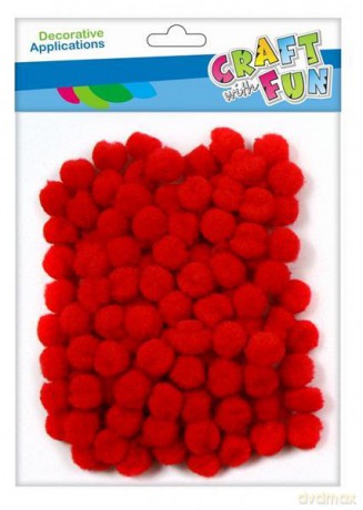 CF Ozdoba dekoracyjna Pompon 1 cm 120 szt czerwony