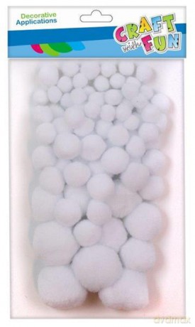 CF Ozdoba dekoracyjna Pompon mix 80 szt biały