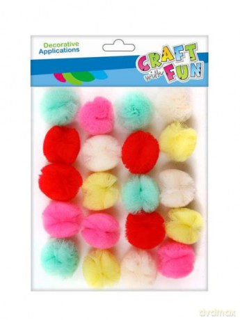 CF Ozdoba dekoracyjna Pompony z tiulu mix kolorów 2,5 cm 20 szt/op