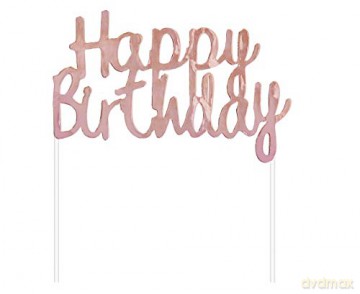 Dekoracja papierowa B&C Happy Birthday, różowo-złota, 11x14 cm