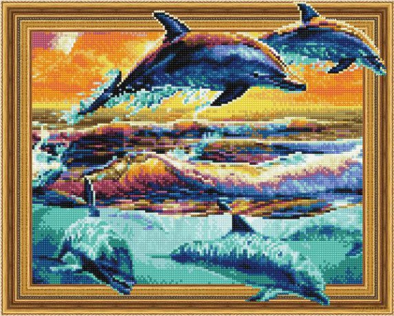 Diamentowa mozaika Radosne delfiny 5D 40x50 cm 5PD4050051 IPICASSO
