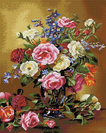 Diamentowa mozaika Róże i piwonie 40x50 cm PD4050082 IPICASSO
