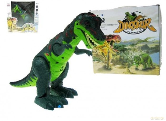 Dinozaur chodzący 37 cm światło, dźwięk 3 kolory [FIGURKA]