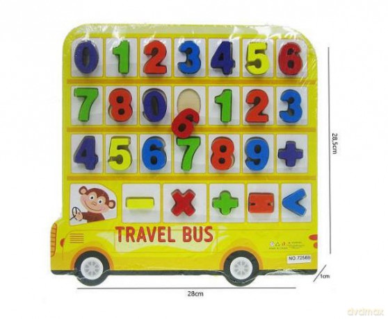 Drewniana Tablica edukacyjna Autobus z cyferkami 29 cm 7256B