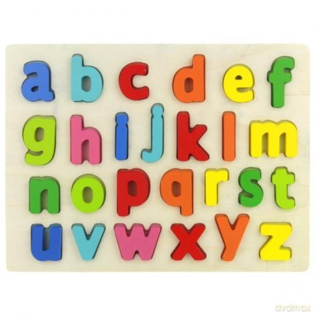 Drewniana układanka literki puzzle alfabet [KLOCKI]