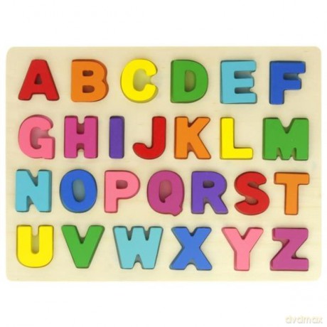 Drewniana układanka literki puzzle Alfabet [KLOCKI]