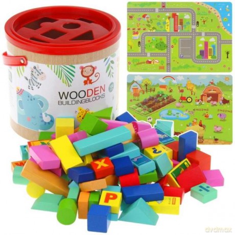 Drewniane klocki edukacyjne Alfabet 100 el. 480569 [KLOCKI]