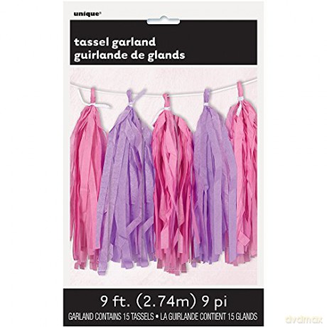 Girlanda frędzelki - różowo-fioletowa 274 cm