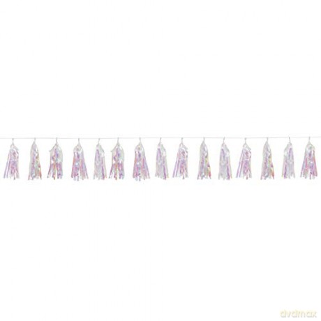 Girlanda frędzelki biała opalizująca 274 cm