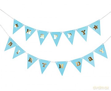 Girlanda papierowa B&G Happy Birthday - Baby Boy, jasnoniebieska, 300 cm, DIY, wys. flagi 17 cm