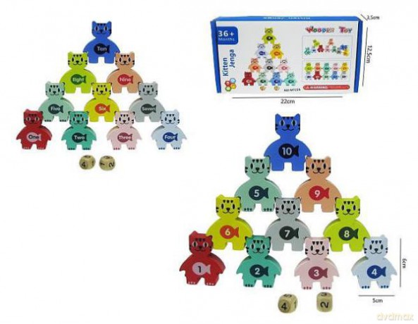 Gra Kotki 6 cm 12 elementów drewno M7225 [GRA]