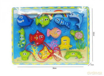 Gra zręcznościowa drewniana rybki 3D 30 cm 12 elementów 7251 [GRA]