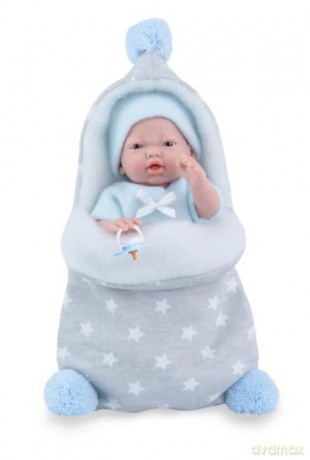Hiszpańska Lalka bobas 21 cm Mini Nana w zestawie śpiworek, smoczek 212