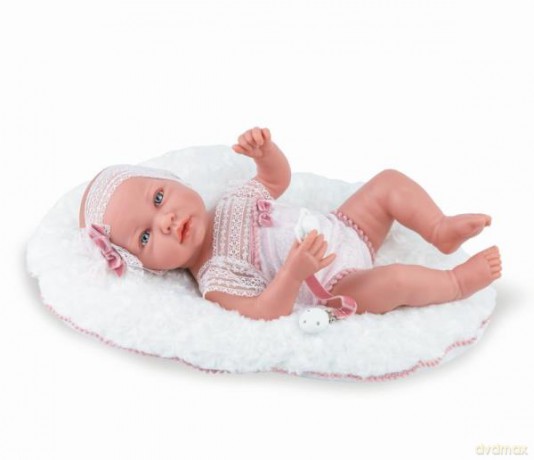 Hiszpańska Lalka bobas 45 cm Ane Baby Rose w zestawie z poduszką i smoczkiem 1672