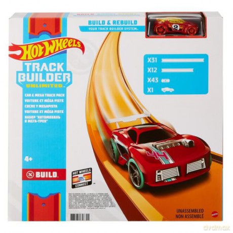Hot Wheels Megazestaw torów do rozbudowy + auto FTL69 mix