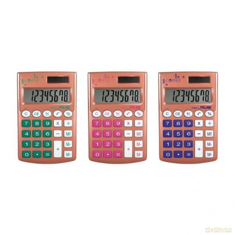 Kalkulator kieszonkowy POCKET COPPER 8 poz., mix kolorów op. 6 szt.