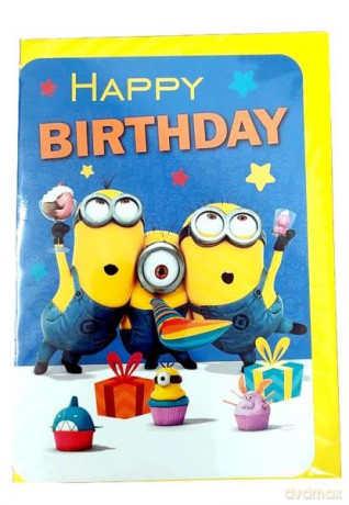 Karnet złoty Urodzinowy Minionki
