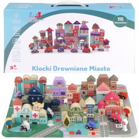 Klocki edukacyjne drewniane Zestaw miasto [KLOCKI]