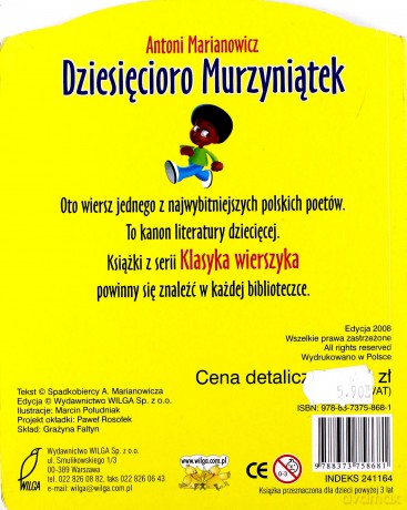 Dziesięcioro Murzyniątek Klasyka Wierszyka (twarda) - Antoni Marianowicz [KSIĄŻKA]