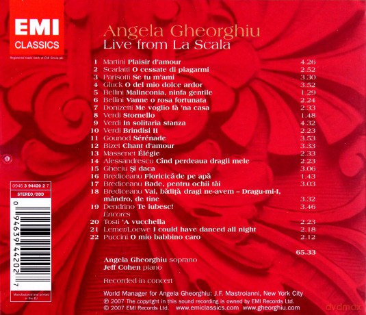 Angela Gheorghiu: Live From La Scala [CD]